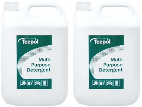 Teepol Multipurpose Detergent -Dishwashing Liquid 5L -Efficient Washing Up Liquid &Floor Cleaner,Multi Surface Cleaner for Oil, Dirt, Grease Removal -PH-Neutral Washing Up Liquid for Home &Busin 2x5l