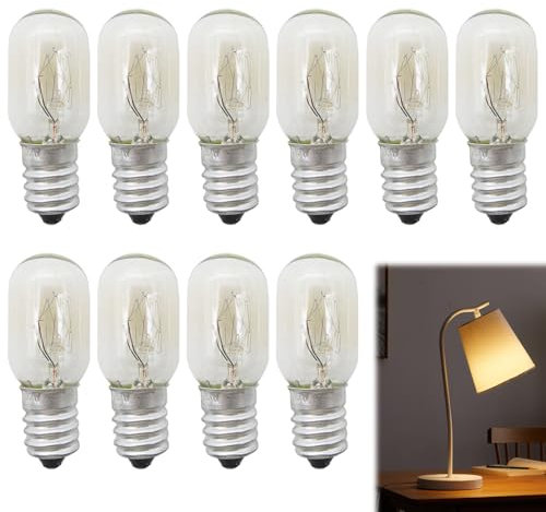 MADGININE 10-Pack 15W E27 Salt Lamp Bulb for Himalaya Salt Lamp, Scentsy, Fridge, Freezer, SES Sewing Machine