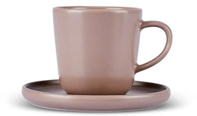 KARACA Eric Turkish Coffee Cup Set for 4 People - 8 Piece Coffee Cups with Saucers - Small Stoneware Espresso Cups Set - Ideal for Serving Arabic Coffee, Greek Coffee (88ml)