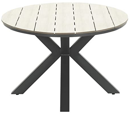 Gardissimo Gartentisch Esstisch Armati hell rund 122 cm, Tisch Aluminium Nonwood Wetterfest Outdoor anthrazit pflegeleicht