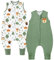 Chilsuessy Baby Schlafsack mit Füßen 2er Pack 1.5 Tog Kinder Ganzjahres Schlafsack 100% Baumwolle Baby Schlafsack mit Beinen, 1.5 Tog/Grün + Wald Tiere, 70cm/Baby Höhe 75-85cm