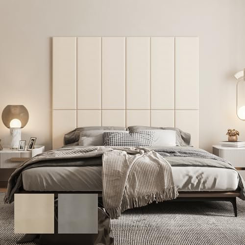 LELEFIDO Panneau Mural 3D Autocollant - Panneaux muraux et de Plafond en Mousse Souple et Cuir Artificiel, imperméables et faciles à Nettoyer, Absorbant Le Bruit - 90 × 30 × 3 cm - 12 pièce