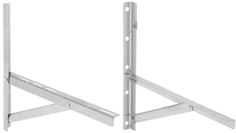 Support mural pour climatisation, console murale en acier inoxydable, pour appareils extérieurs de climatisation 1 à 1,5 p, climatiseurs split et pompe à chaleur, argenté, 46 x 43 cm