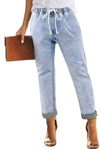 Aupuny Damen Lässig High Waist Jeans Damen Jeans Stretch