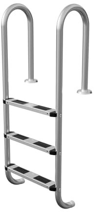 LZQ Escalera de piscina de acero inoxidable con 3 peldaños antideslizantes, soporta hasta 150 kg, escalera para piscina con protección antideslizante, escalera para piscina y piscina, 132 x 54 x 26,5