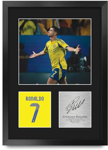 HWC Trading Cristiano Ronaldo Al-Nassr Geschenke Gedrucktes Signiertes Autogramm Foto für Fußball Anhänger and Fans - A3 Porträt Gerahmt