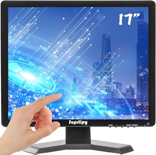 Suprlipy 17 pollici touchscreen 1280 x 1024 supporta HDMI, VGA, AV, USB, BNC, 10 monitor TFT capacitivo per PC, laptop, Xbox PS5, PS4, switch, sistemi POS, altoparlanti integrati LoundSpeakers