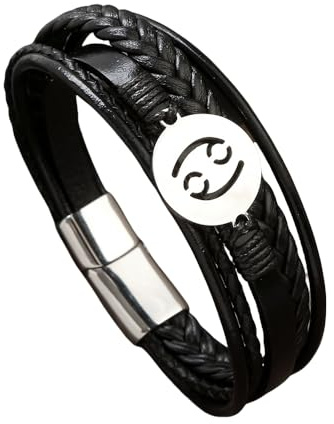 HUIANGLIYG 12 Sternbild Armbänder für Damen und Herren, Mehrlagiges, Gedrehtes, Gewebtes Lederarmband, Retro Punk Sternzeichen Konstellation, Handgefertigtes Armband für Freundschaftsschmuck, Geb