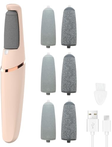 Hornhautentferner Elektrisch Rosa,Fußpflege Elektrisch mit 6 Stück Pediküre-Ersatzköpfe,Wiederaufladbarer Hornhaut Entfernen Fuß,Elektrische Fußfeile,Pediküre-Werkzeuge für Tote,Harten,Rissige Haut
