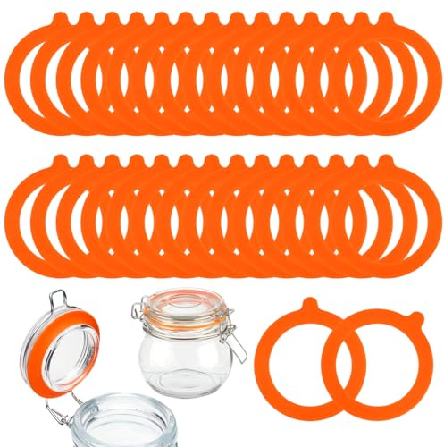 30 Stück Gummiringe für Weckgläser, 95x70mm Silikon Einweckgummi Glasdichtungen Ersatz, Gummiringe für Einmachgläser Einkochringe Dichtringe, Einmachgummiringe für Luftdichte Gläser, Bonbongläser