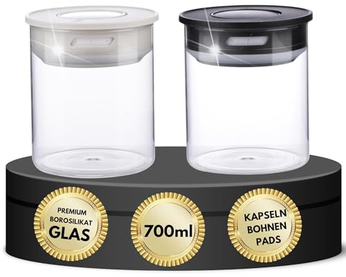 TronicXL Vakuum 2x Kaffeedose Teedose Vorratsdose - Vorratsbehälter Vakuumdose mit Aroma-Deckel Luftdicht für Kaffeebohnen Kaffeepad Kaffeekapseln kompatibel mit Nespresso Dolce Gusto Senseo Tchibo