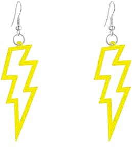 Blitzbolzen Ohrringe, Retro Stil Neon Acryl Ohrringe, 80er 90er Jahre Accessoires, Retro Ohrring, für Mottoparty Kostüm Party Maskerade Frau Mädchen (Gelb)