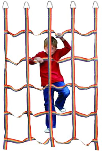 Kletternetz - 72,8-Zoll-Seilleiter, langlebige Kletterleitern für Schaukelset, Nylon-Regenbogen-Kletterseilnetz | Tragbare Gurtbandleiter, hochfestes Hindernis, Frachtfitness für Kinder-Klettergerüste