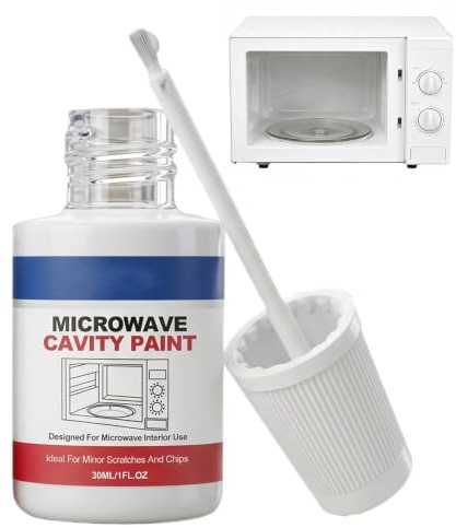 Générique Revêtement Intérieur Pour Micro‑Ondes – 30ml Peinture De Retouche Alimentaire | Émail Haute Température Compatible Micro‑Ondes Avec Pinceau Pour Réparer Éclats Et Rouille