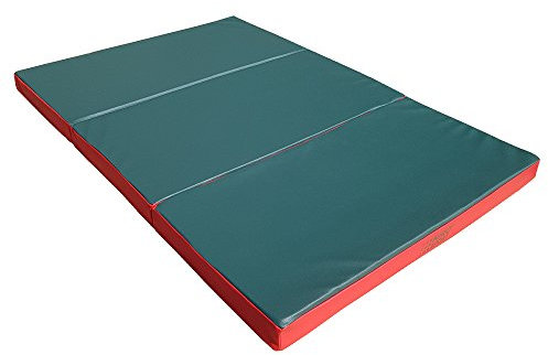 NiroSport Turnmatte Klappbar Grün/Rot, 150 x 100 cm Weichbodenmatte Sportmatte für Turnhallen hautfreundliche & abwaschbare Fitnessmatte