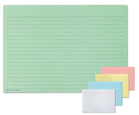 Meyer-Wagenfeld | 100 große Karteikarten DIN A5 liniert, quer | Einlegekarten für Karteitaschen | 190g/m² starker Karton | Farbe: grün