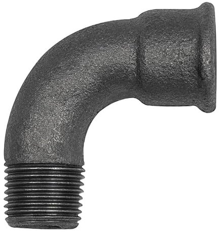 RIEGLER 133585-TFB 1A-20-S Bogen 1a, 90°, kurz, Rp 2 i., R 2 a. Temperguss schwarz, 1Stk