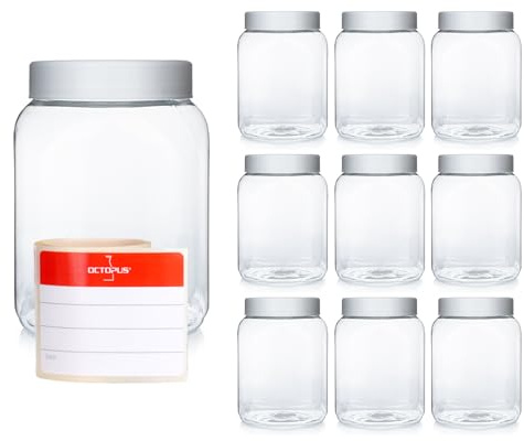 Octopus 500 x 400 ml PET Plastic Cups with Screw Cap for Food, Paint, Oil, Powder, Multi-purpose Storage