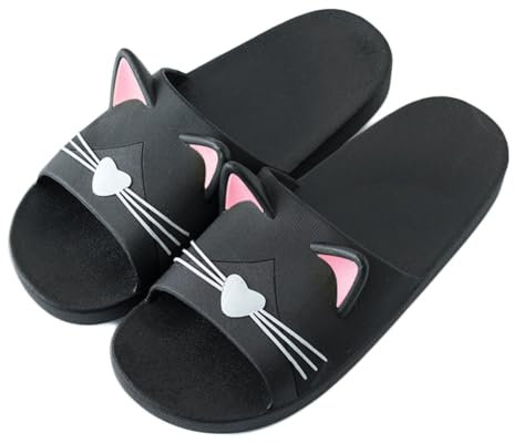 Rojeam Chaussures de Piscine et Plage Femme Homme Claquettes Femme Pantoufles de Douche Chausson été Sandales, Noir-Rose, 37/38 EU