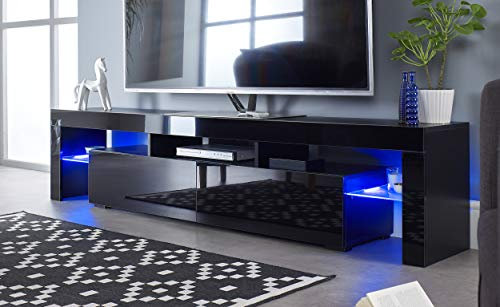 MMT Furniture Designs Ltd TV Cabinet, 200cm x 40cm x 45cm / 78.7 (w) x 15.74(d) x 14.37(h), black