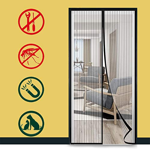 GUOGAI Zanzariera Finestra Magnetica 70x240cm(28x94inch) Tenda Anti Zanzare con Calamita Moschiera con Strisce Adesive per Casa Ufficio, Nero