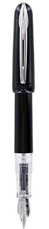 Waterman Kultur Fountain Pen, Black with Chrome Trim, Fine Nib with Blue Ink