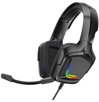 Onikuma Cuffie da gioco stereo rgb k20 con microfono a cancellazione del rumore luce LED per cellulare/pc/ps4/xbox one/mac, nero, cablato