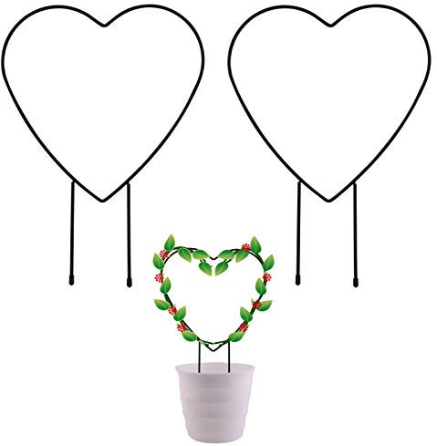 SAVITA 2 pieces Rankhilfe, Herz, zum Pflanzenklettern, 31 cm Stahl pulverbeschichtet, mit schwarzer Beschichtung, Eisenkletterpflanzenständer, für Blumen und Gemüse