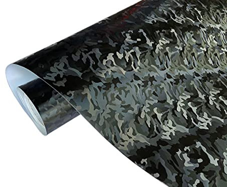folimac 13,15€/m² 3D Ghost Schwarz Folie Hologramfolie Camouflage Autofolie Blasenfrei mit Luftkanäle Car Wrapping (15m x 152cm)