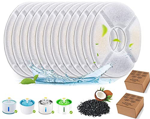 16 Piezas Fuente para Gatos Filtros, Filtros Fuente Gatos, Filtros para Fuentes de Flores Filtro de Carbón Activado de Fuente Gato Cartuchos de Filtrocon Fuentes para Gatos y Perros