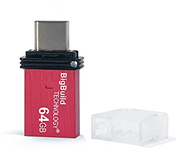 BigBuild Technology 64GB Red Dual Drive Type C OTG USB Memory Stick kompatibel mit Xiaomi Redmi 8/8A/8A Dual/8A Pro, 9/9 Power/9 Prime/9T Mobile