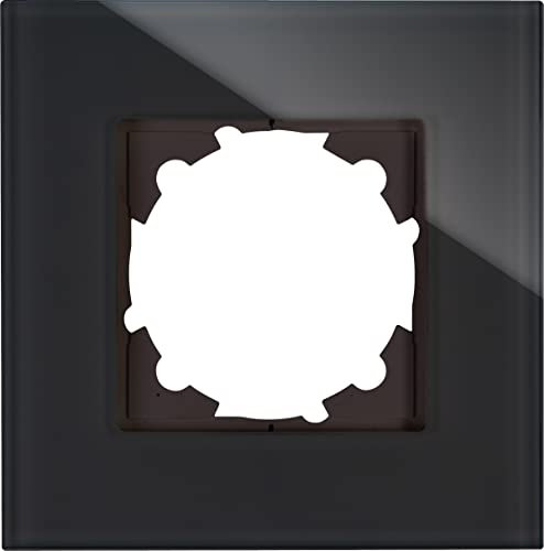 Kopp ATHENIS 1-fach Glas-Abdeckrahmen in Schwarz - 99 x 99 mm - Rahmen für Steckdosen & Schalter - Eleganter Steckdosenrahmen aus Glas - Hochwertiger Lichtschalter-Rahmen