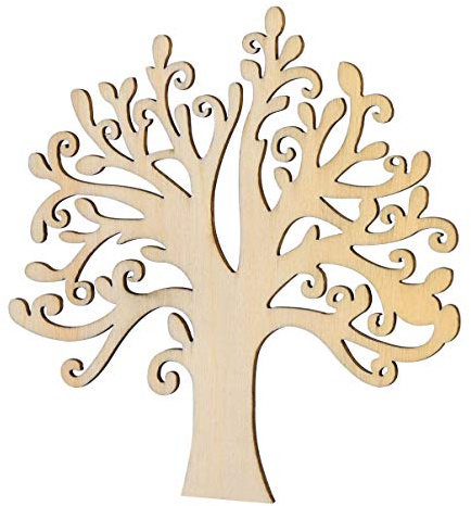 Artibette Wooden Tree Decoration - 10pcs Unfinished Wooden Craft Shapes for DIY Crafts Personalization and Festive Decor - Perfect for Card Making Scrapbooking and Family Projects