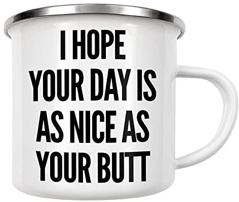 artboxONE Emaille Tasse As Nice As Your Butt von Sinan Saydik - Emaille Becher Typografie