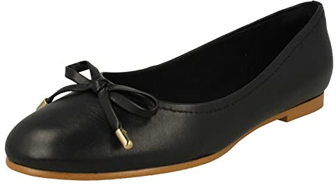 CLARKS Grace Lily Bow Trim Ballet Pumps 4 UK Black