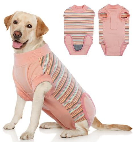 Hjumarayan Hundebody nach OP - Atmungsaktive OP Body Hund Kastration Hündin/Rüde Medizinischer Body Hund für Kleine Mittele Große Hunde, Alternative zur lästigen Halskrause, Orange Gestreifter
