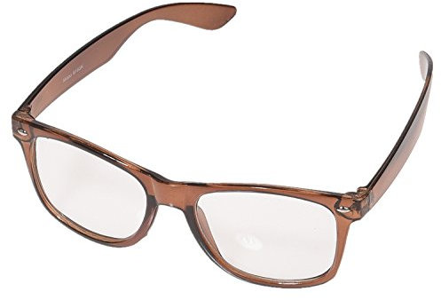 Miobo Sonnenbrillen Party Brillen 1980 style Retro Atzen Nerdbrille Hornbrille Sonnenbrille oder Klarglas Schwarz (Braun Klarglas)