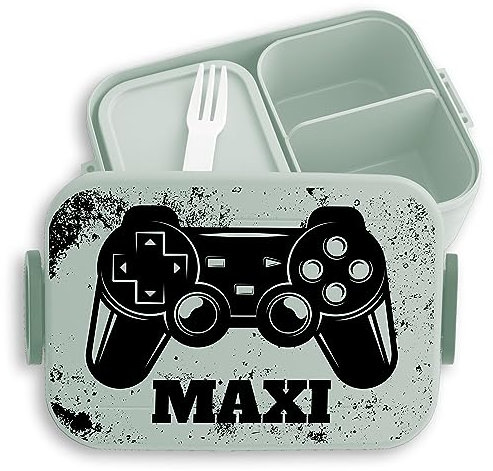 Kinder Bento Box Midi Lunchbox für Mepal Bentobox - Gaming - Brotbox Controller Jausenbox Gamepad Vesperdose Zocken Geschenk Gamer I - 900 ml - Sage Grün - brotdose jungen schule geschenke nerds