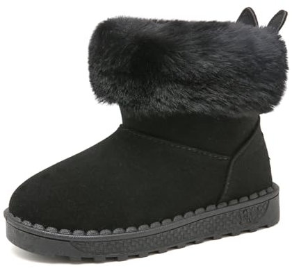 Yeeteepot Stivali Invernali per Bambini, Nero 32.5 EU = 34 CN