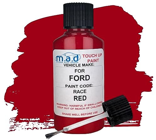 M.A.D Touch Up Paint for FORD RACE RED Compatible with FIESTA FOCUS ST MONDEO KUGA EDGE RANGER - 30ml Kit, Gloss Finish with Built-in Brush