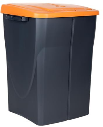 Cubo de basura naranja para reciclar residuos orgánicos | Capacidad de 15, 25 o 45 litros | Tres Medidas (45 L)