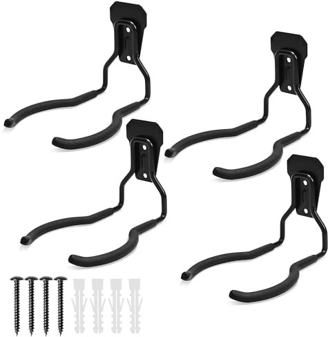 Heevir Garten-Elektrowerkzeug-Aufhänger – 4 Stück Stahl-Saitentrimmer-Halter, Wandhalterung, Rasentrimmer-Organizer, Unkrautfresser-Regal, Garagenaufbewahrungshaken für Unkrautvernichter, Laubbläser