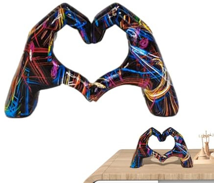 Kaxenig Liebe-Finger-Geste-Statue, Herz-Geste-Statue, Harz Liebesfinger Statue, Graffiti-Herz-Kunstskulptur, Hochzeit, Büro, Wohnzimmer, Couchtisch, Esstisch, Tafelaufsätze