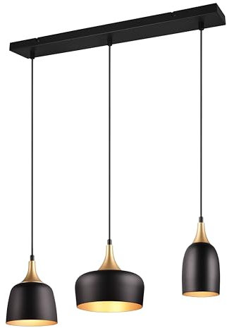 Trio Leuchten Pendelleuchte Chiraz 310500332, Metall Schwarz matt/goldfarbig, exkl. 3x E14
