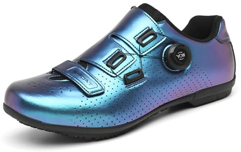 PENXZT Lock-Free Cycling Shoes for Men Women Bike MTB Shoes Mountain Bike Shoes Non-Slip for Road Biking & Indoor Cycling,Blue,7.5 UK