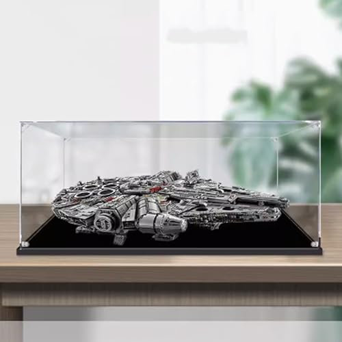 CHIFENMS Transparente Acryl-Vitrine für Lego 75192 Ultimate Millennium Falcon Schaukasten, Baustein-Sammlerstücke, transparent, staubdicht, Vitrine, Aufbewahrungsbox, Ständer (nur Gehäuse) (3 mm)