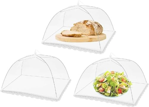 3 Stück Fliegenhaube Faltbare Abdeckhaube Lebensmittel Abdeckung Faltbare Kuchenabdeckung Fliegenschirm Insektenschutz Für Outdoor Fliegenschutz Für Essen Fliegenhaube Für Obst, Picknick, BBQ