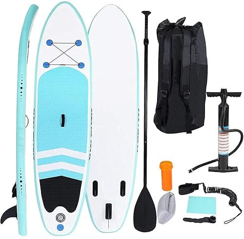CCYENG Aufblasbares Stand Up Paddle Board Surfbrett Verstellbares Flossenpaddel mit Zubehör für Mann, Angler, Frau, Kinder, Hund