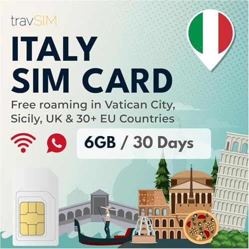 travSIM Italien SIM-Karte | 6GB Daten /4G/5G Geschwindigkeiten |Unbegrenzte Anrufe |Nutzen Sie Italien SIM-Karte in UK & 30+ EU-Ländern |Plan auf SIM für Italien ist für 30 Tage gültig