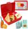 Mypicompany. Fiambrera Infantil Rectangular+2 Porta Sandwich Reutilizable con Asa. Loncheras para Niños con Dibujos Divertidos. Caja Almuerzo Infantil Libre de Bpa. (FIAMBRERA ROJA+ 2 SANDWICHERAS)